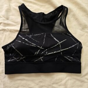 ZYIA Active Black Mesh Zip Up Sports Bra Small
